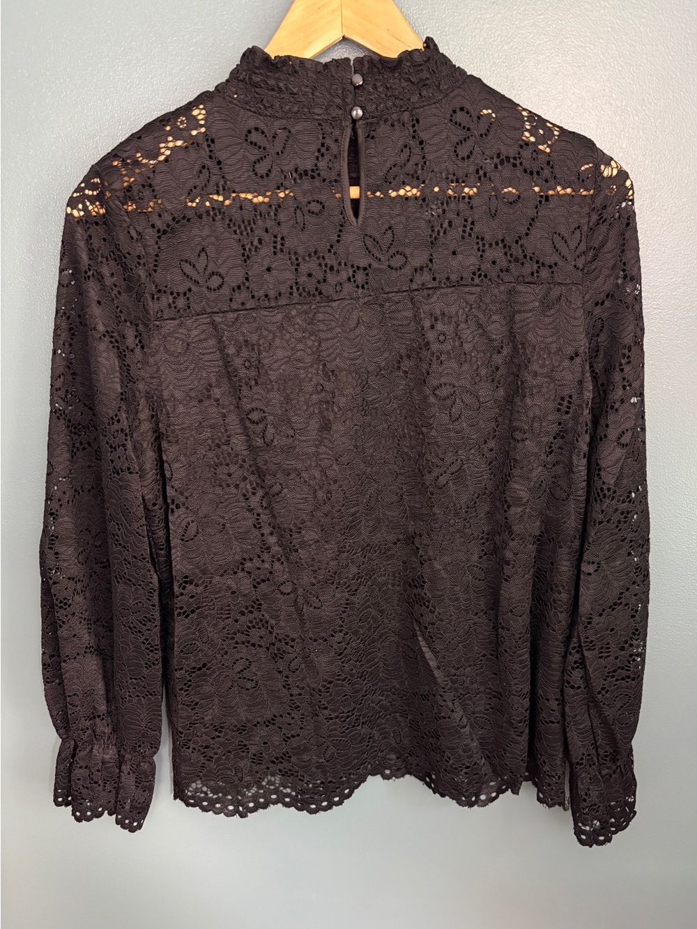 Adrianna Papell NWT Women’s Black Floral Lace Ruched High Neck Top Size L - Picture 2 of 11